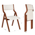 Upholstered Folding Dining Chair, Space Saving, Easy To Carry, Dining Room, No Assembly Required,2 Pack Cream White Cherry Cream White Wood Fabric