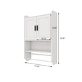 Bathroom Wall Cabinet With Doors,Adjustable Shelf,Towel Bar And Paper Holder, Over The Toilet Storage Cabinet, Medicine Cabinet For Bathroom White White Wood Metal