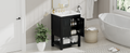 24X18.3X34.7 Inches Compact Vintage Style Bathroom Vanity Cabinet And Ceramic Sink Combo With Open Shelf 2 Soft Close Doors Espresso Bathroom Solid Wood Mdf