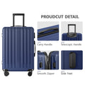 24 Inch Checked Luggage With 360 Spinner Wheels Suitcases With Hard Sided Lightweight Abs Material Blue Abs