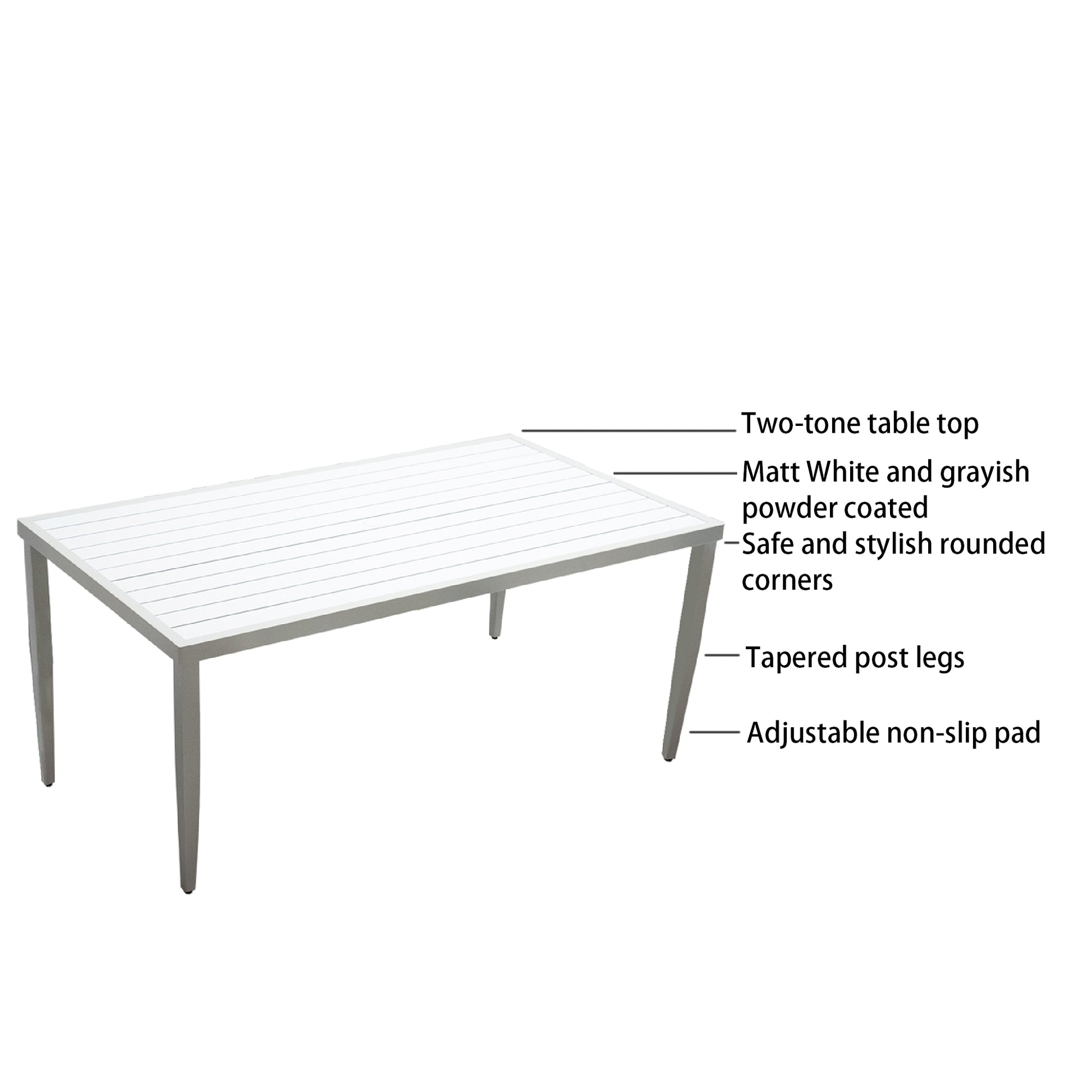 Outdoor Patio Aluminum 40"X70" Two Tone Table Top