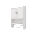 Bathroom Wall Cabinet With Doors,Adjustable Shelf,Towel Bar And Paper Holder, Over The Toilet Storage Cabinet, Medicine Cabinet For Bathroom White White Wood Metal