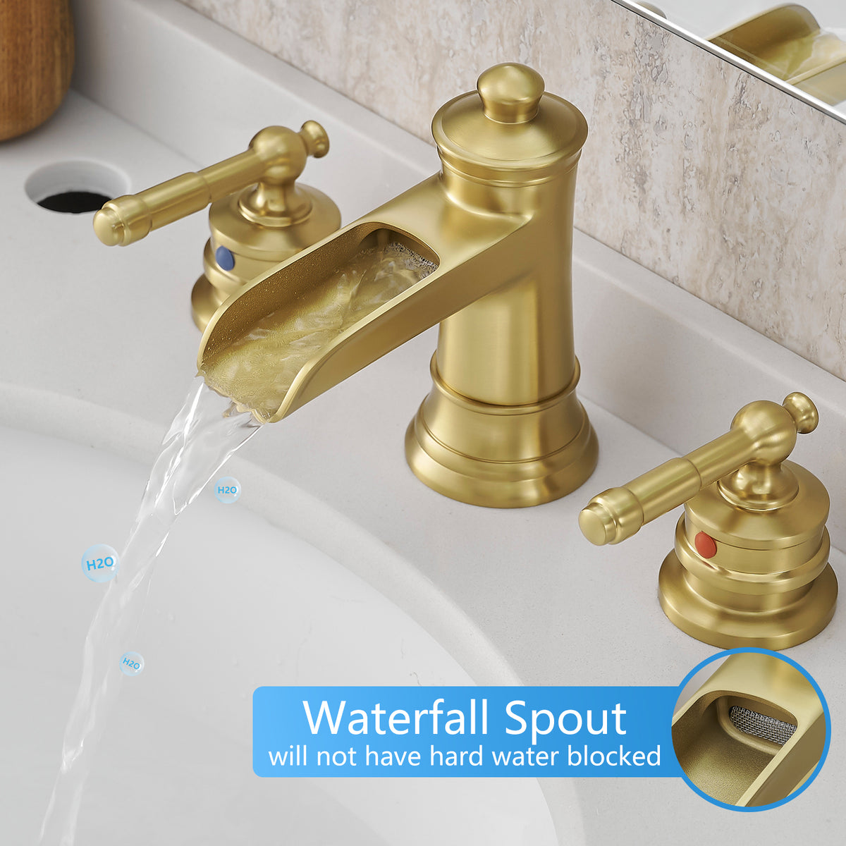 DOLGABA LED Bathroom Faucets 3 Hole Waterfall Bathroom Sink Faucet DOLGABA LED Bathroom Faucets 3 Hole Waterfall Bathroom Sink Faucet