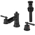 Bathroom Faucets For Sink 3 Hole Black 8 Inch Widespread Bathroom Sink Faucet With Pop Up Drain Double Lever Handle Faucet Bathroom Vanity Faucet Basin Mixer Tap Faucet With Hose Bathroom Joystick Geometric Two Black Side Sprayer Deck Mounted Cartridge