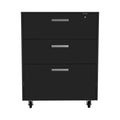 Penny Storage Cabinet, Three Drawersfour Casters Freestanding 1 2 Drawers Black Primary Living Space Pine Particle Board Engineered Wood