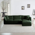 Free Combination Comfy Upholstery Modular Oversized L Shaped Sectional Sofa With Reversible Ottoman, Green Chenille Green Chenille 3 Seat