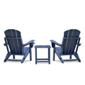 Folding Outdoor Adirondack Chair Set Of 2 And Table Set,Hdpe All Weather Folding Fire Pit Chair, Ergonomic Design Patio Lawn Chair For Outside Deck Garden Backyardf Balcony, Navy Blue Navy Blue Uv Resistant Frame Garden & Outdoor Beach,Modern Complete