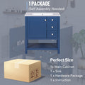 30Inch Transitional Style Bathroom Vanity Cabinet Combo With Ceramic Sink Blue Bathroom Solid Wood Mdf