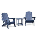 Folding Outdoor Adirondack Chair Set Of 2 And Table Set,Hdpe All Weather Folding Fire Pit Chair, Ergonomic Design Patio Lawn Chair For Outside Deck Garden Backyardf Balcony, Navy Blue Navy Blue Uv Resistant Frame Garden & Outdoor Beach,Modern Complete