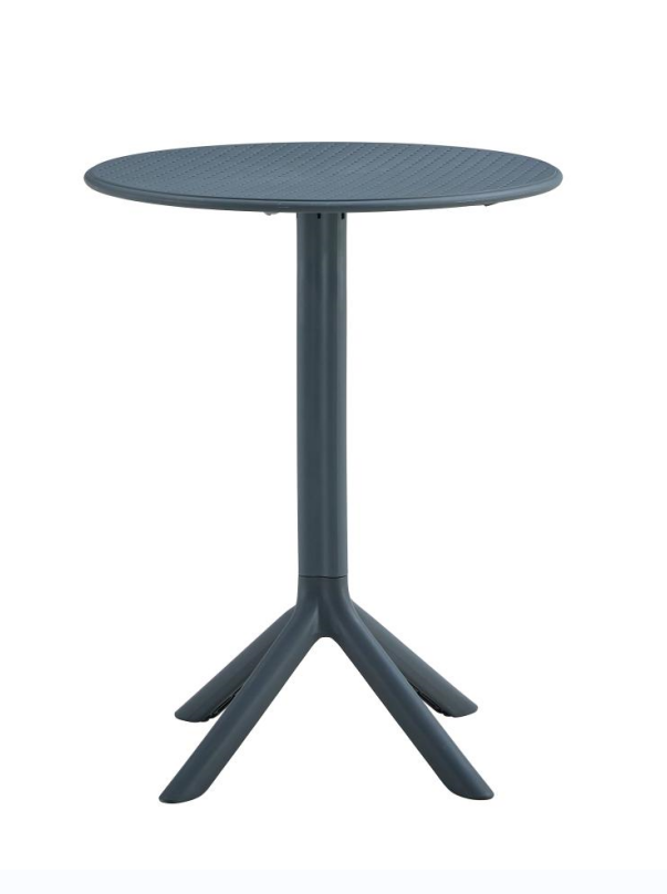 3 Piece Plastic Arm Chair Bistro Grs Premium Ocean Plastic, Charcoal Charcoal Plastic