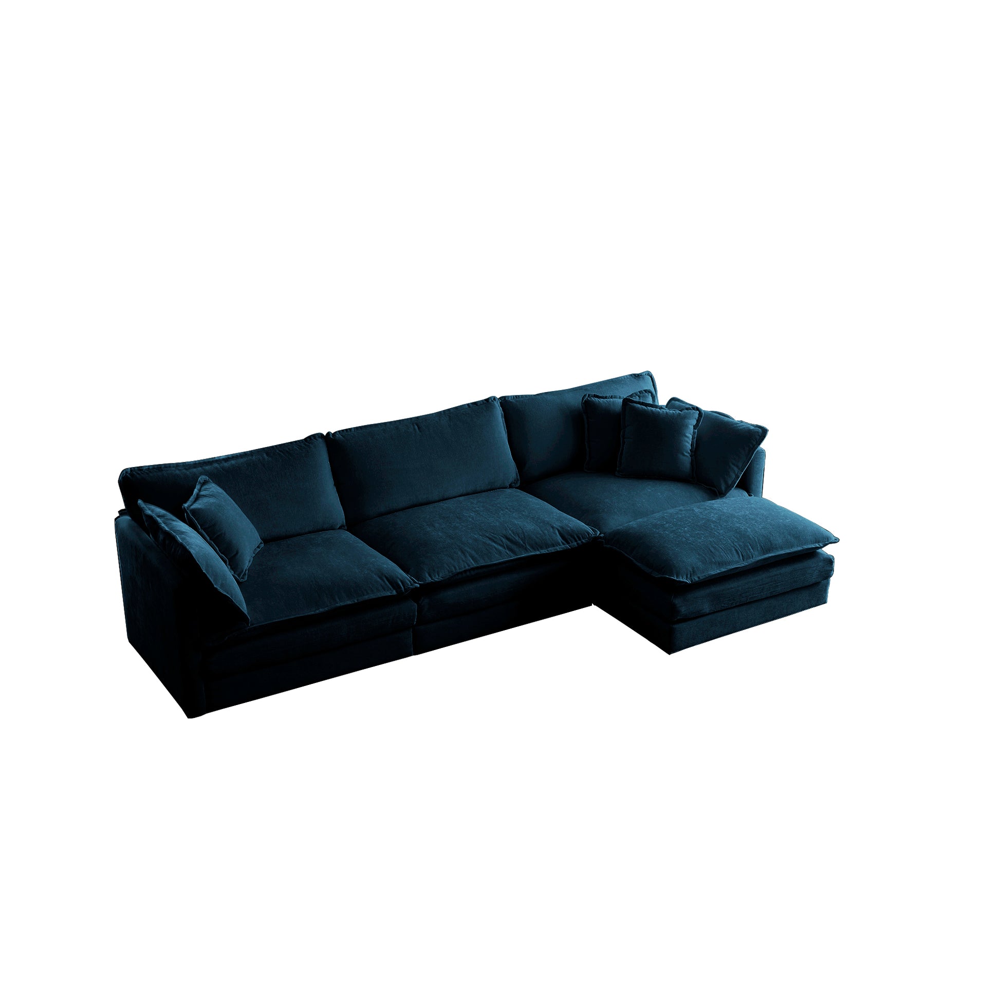 Free Combination Comfy Upholstery Modular Oversized L Shaped Sectional Sofa With Reversible Ottoman, Blue Chenille Blue Chenille 3 Seat