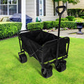 100L Collapsible Folding Beach Wagon Cart With 220Lbs Large Capacity, Wagons Carts Heavy Duty Foldable With Big Wheels For Sand, Garden, Camping Black Garden & Outdoor Metal Waterproof Fabric