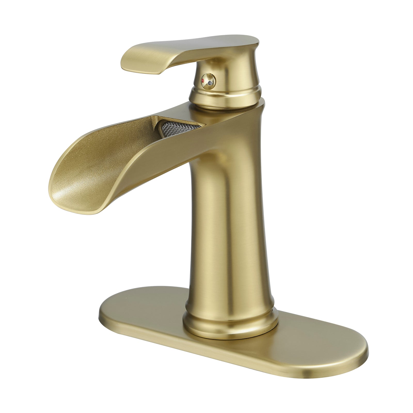 Sink Faucet With Deck Plate Waterfall Nickel Gold