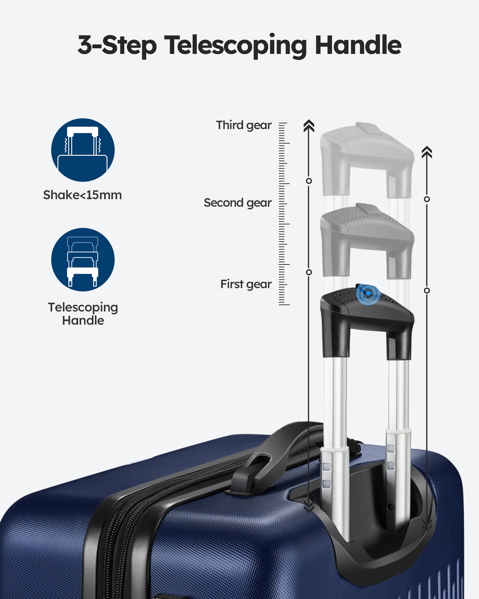 Hard Sided Expandable Luggage With Tsa Lock Travel Essentials Suitcase With Spinner Wheels 24" Dark Blue Abs