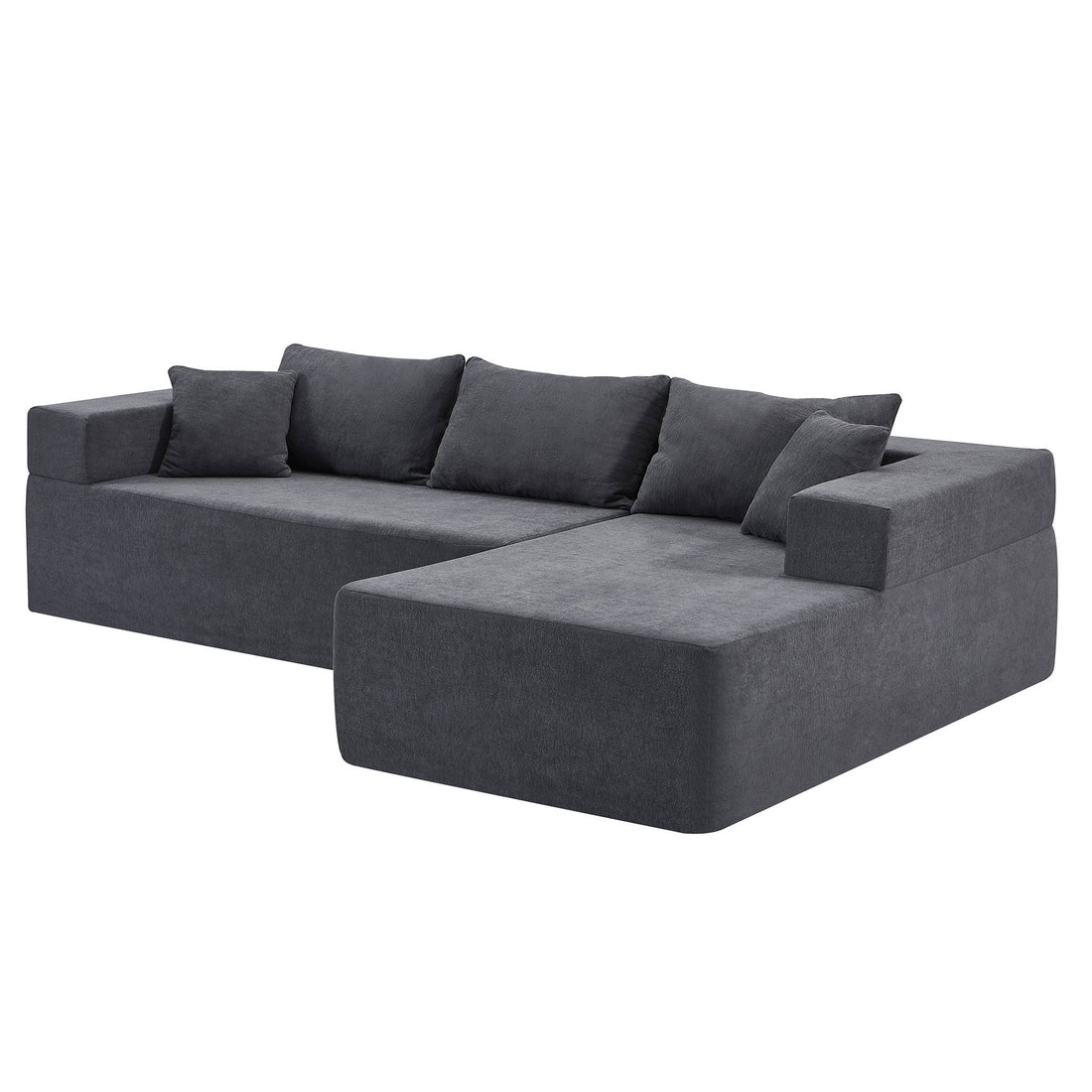 L Shape Modular Sectional Living Room Sofa Set Upholstered Sleeper Sofa For Living Room,16.53 Inch Cushion Heightening, 2 Pc Free Combination,Grey Grey Fabric 3 Seat