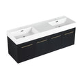 60 Inch Wall Mounted Bathroom Vanity With Sink, Thick Edged Double Resin Sink, Kd Package Black Chestnut 4 Bathroom Wall Mounted Modern Plywood