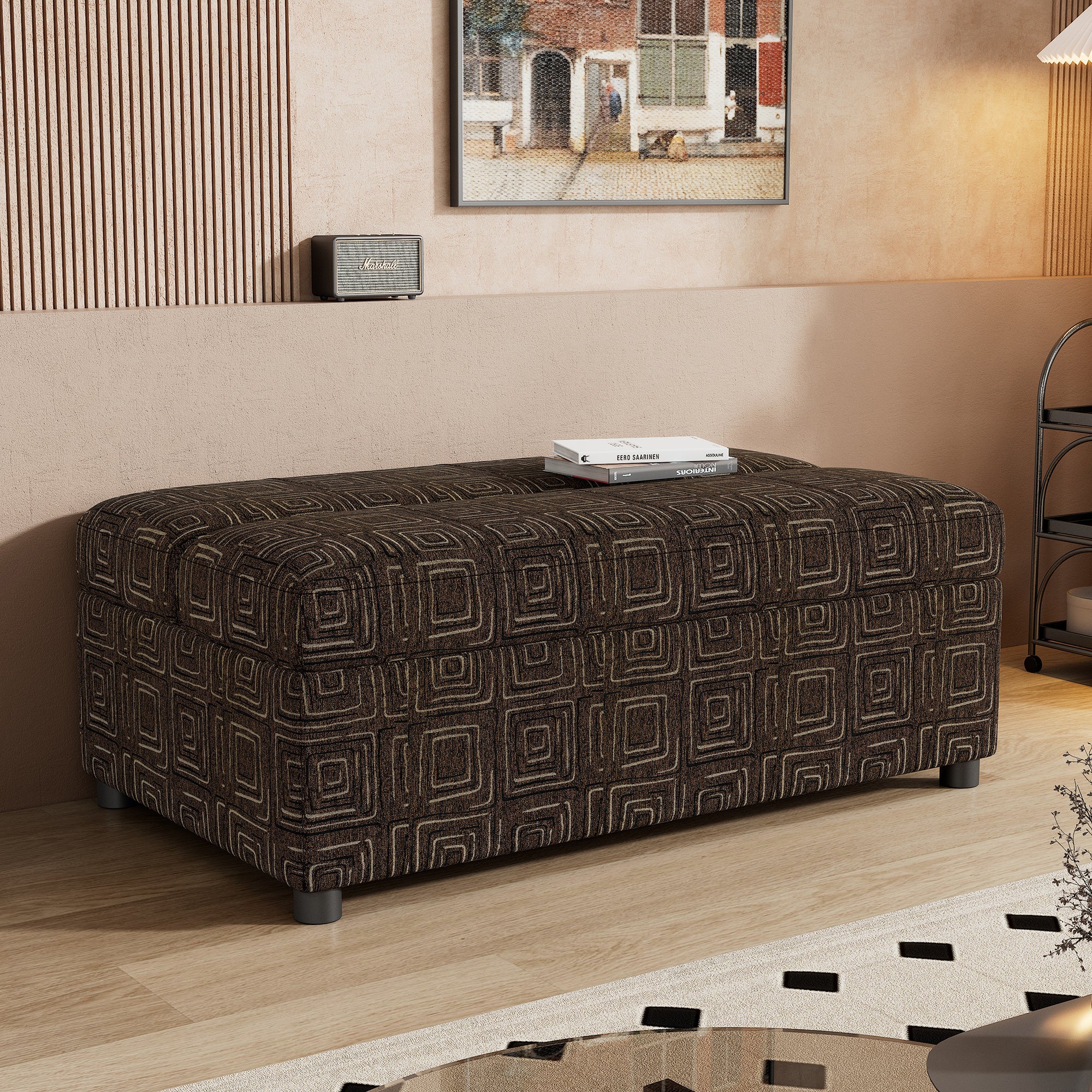 Twin Size Folding Ottoman Sleeper Bed with Mattress espresso-foam-linen-1 seat