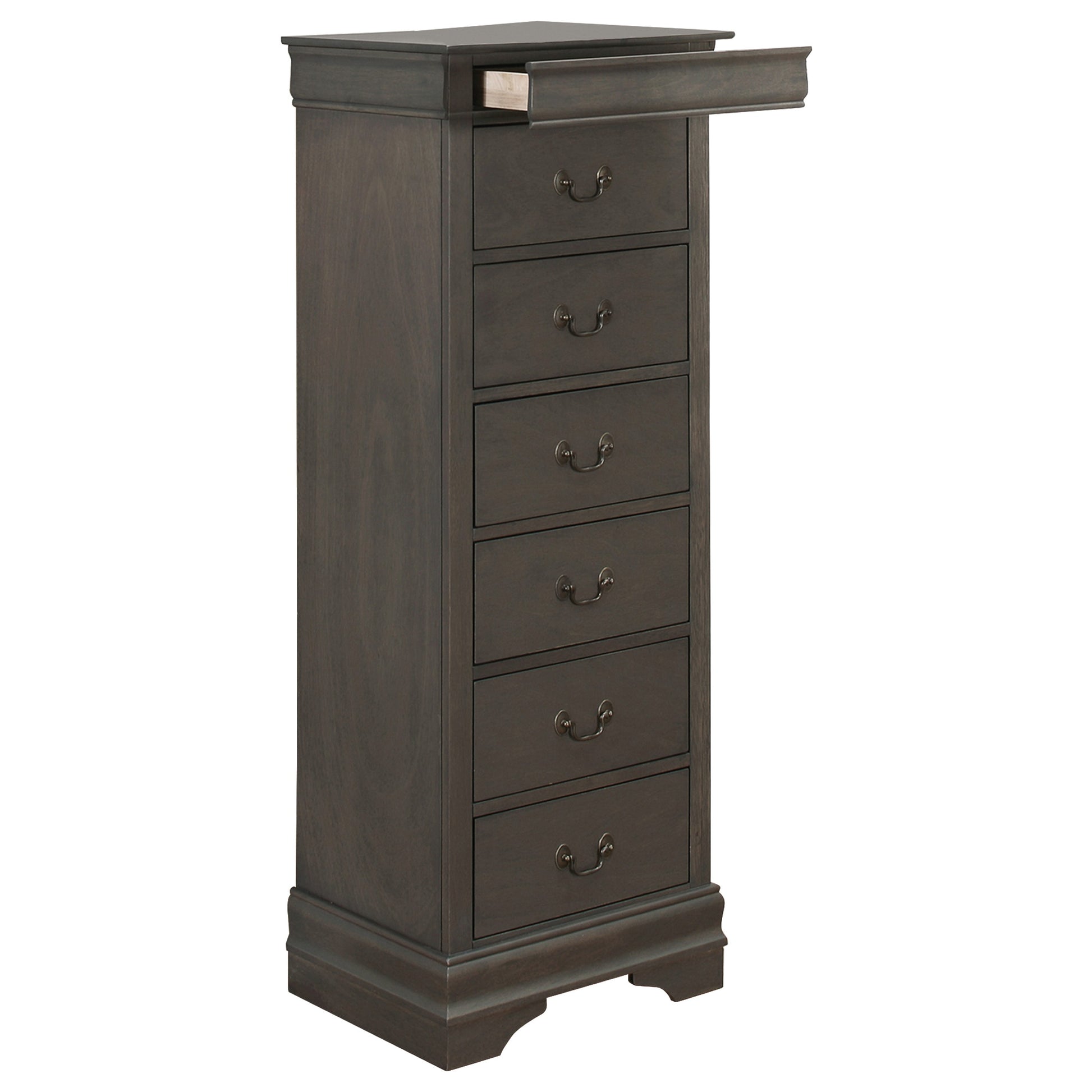 Traditional Design Louis Phillippe Style 1Pc Lingerie Chest Of 7X Drawers Gray Finish Hidden Drawers Wooden Furniture Gray Bedroom Traditional Wood