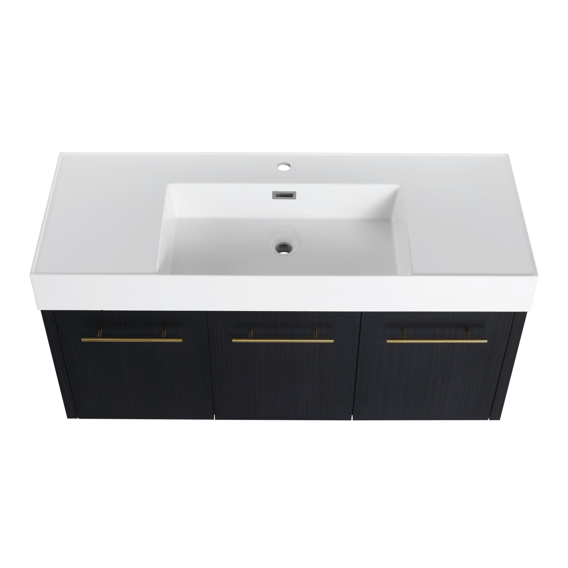 48 Inch Wall Mounted Bathroom Vanity With Sink, Thick Edged Resin Basin, Kd Package Black Chestnut 3 Bathroom Wall Mounted Modern Plywood