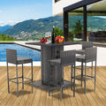 5 Piece Outdoor Conversation Bar Set,All Weather Pe Rattan And Steel Frame Patio Furniture With Metal Tabletop And Stools For Patios, Backyards, Porches, Gardens, Poolside Gray Gradient No Gray Rattan Metal