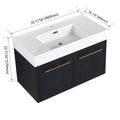 36 Inch Wall Mounted Bathroom Vanity With Sink, Thick Edged Resin Basin, Kd Package Black Chestnut 2 Bathroom Wall Mounted Modern Plywood