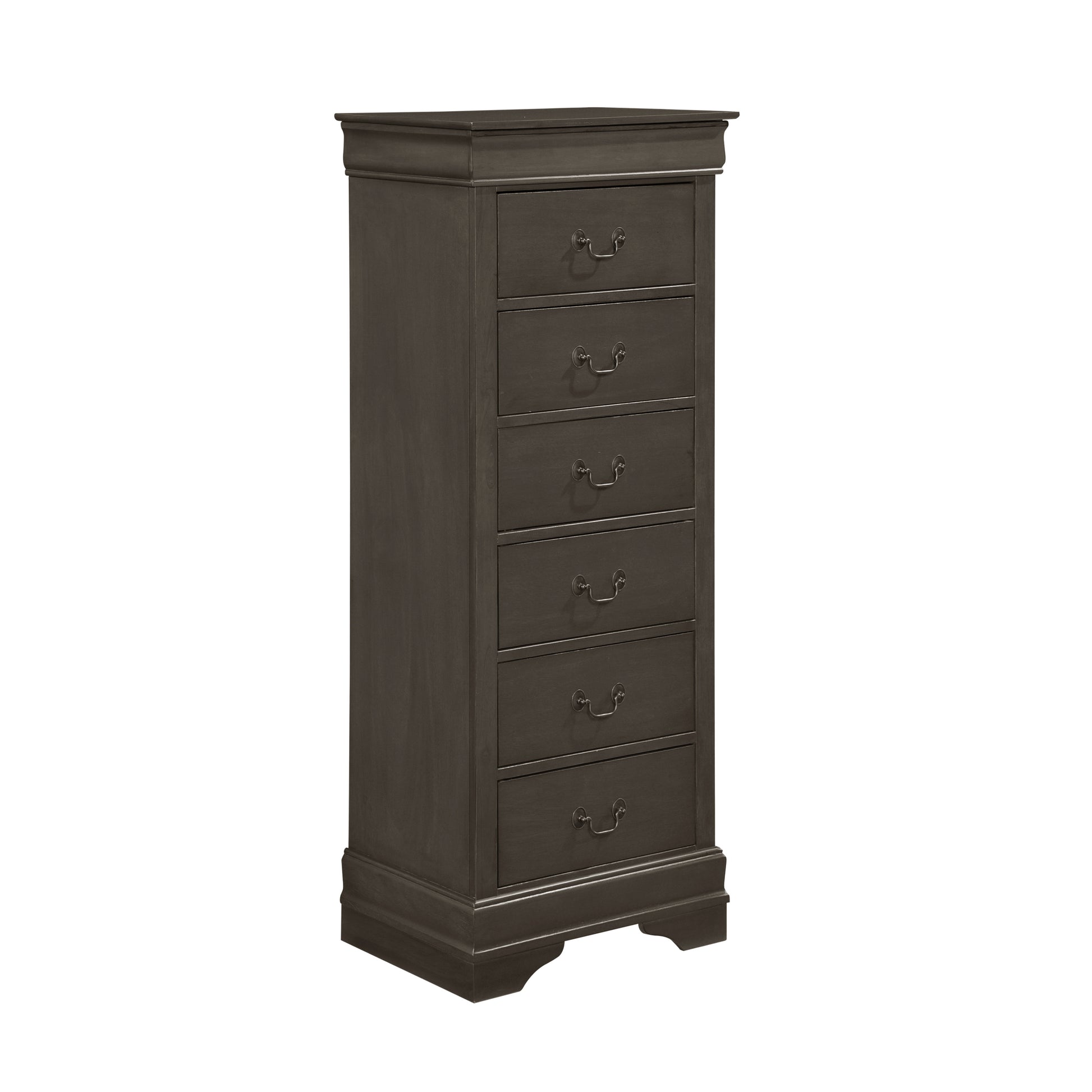 Traditional Design Louis Phillippe Style 1Pc Lingerie Chest Of 7X Drawers Gray Finish Hidden Drawers Wooden Furniture Gray Bedroom Traditional Wood