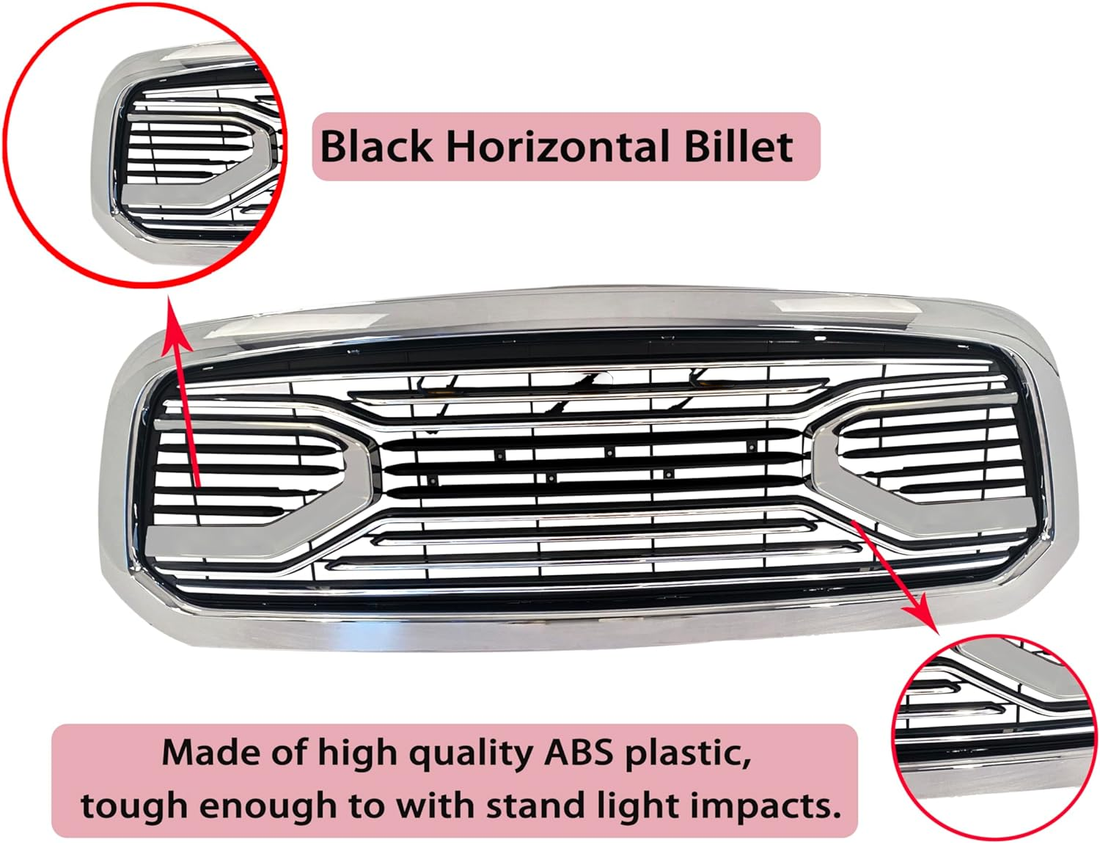 Chrome Big Horn Style Front Grille For 2013 2014