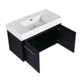 36 Inch Wall Mounted Bathroom Vanity With Sink, Thick Edged Resin Basin, Kd Package Black Chestnut 2 Bathroom Wall Mounted Modern Plywood