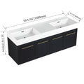 60 Inch Wall Mounted Bathroom Vanity With Sink, Thick Edged Double Resin Sink, Kd Package Black Chestnut 4 Bathroom Wall Mounted Modern Plywood