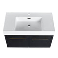 36 Inch Wall Mounted Bathroom Vanity With Sink, Thick Edged Resin Basin, Kd Package Black Chestnut 2 Bathroom Wall Mounted Modern Plywood