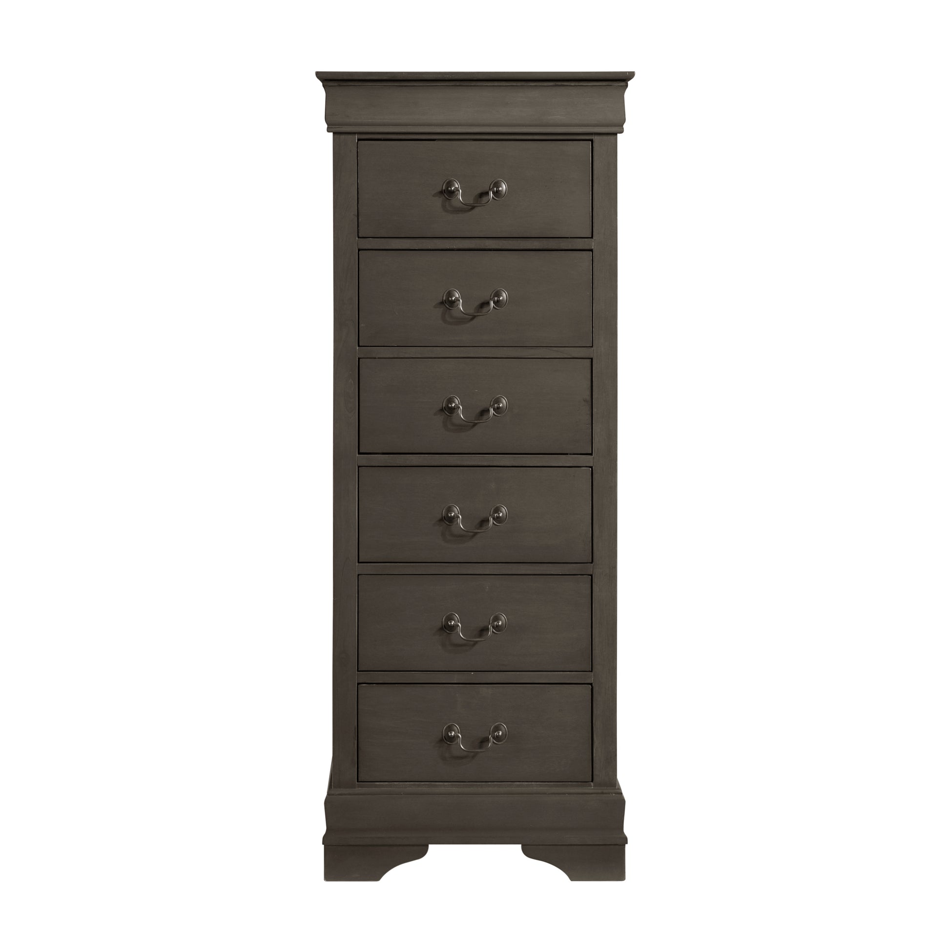 Traditional Design Louis Phillippe Style 1Pc Lingerie Chest Of 7X Drawers Gray Finish Hidden Drawers Wooden Furniture Gray Bedroom Traditional Wood