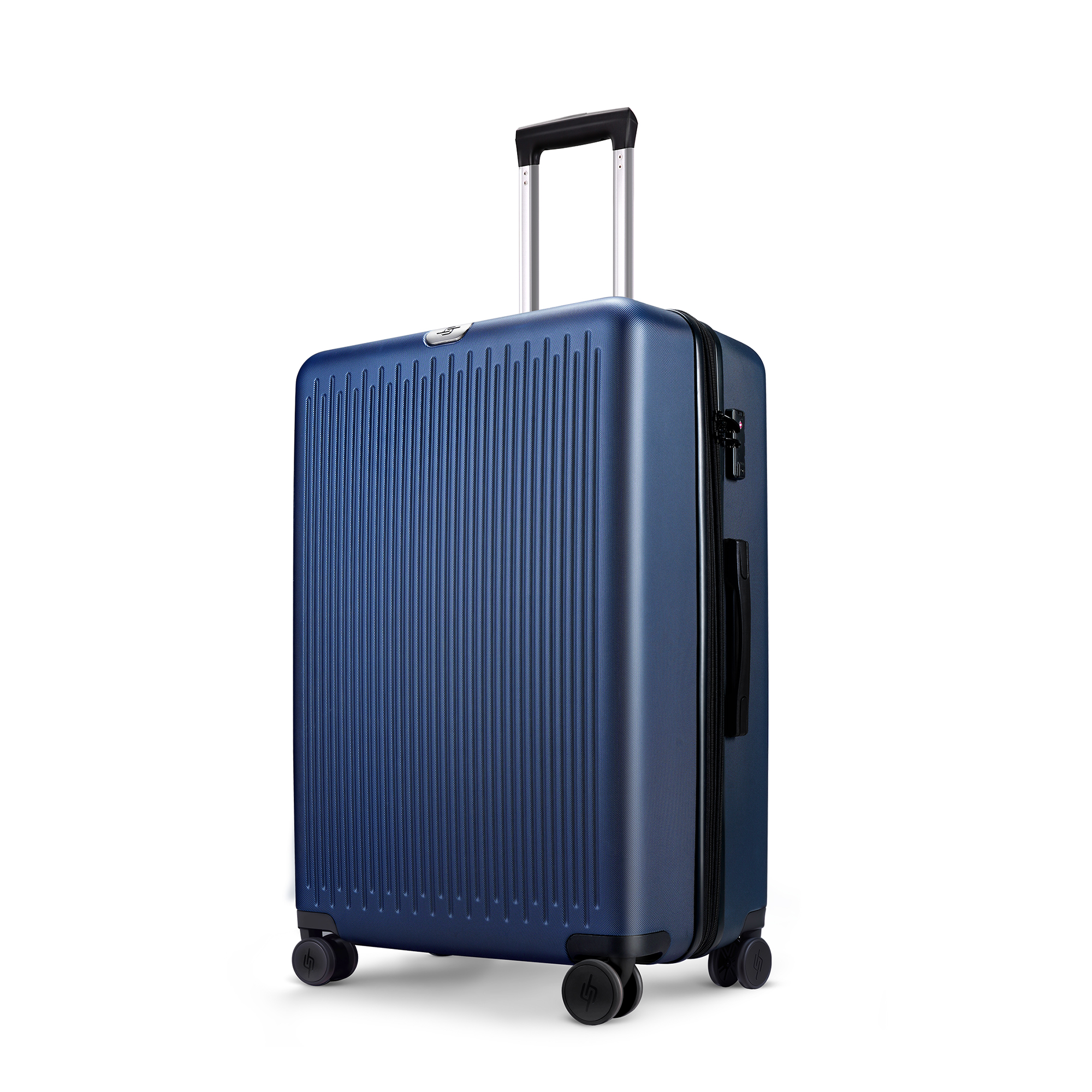 Hard Sided Expandable Luggage With Tsa Lock Travel Essentials Suitcase With Spinner Wheels 24" Dark Blue Abs