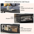 47 Inch Modern Coffee Table With Storage Shelf, Farmhouse Rectangle Living Room Center Table For Small Spaces,Easy Assembly Antique Black Antique Black Ergonomic Primary Living Space American Design Floor Mount Open Storage Coffee & End Tables