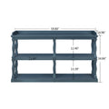Console Table With 3 Tier Open Storage Spaces And Roman Column Effect Support Legs,Narrow Sofa Entry Table For Living Room, Entryway And Hallway Navy Blue Navy Blue Primary Living Space Floor Mount Open Storage Console Tables Glossy Mdf Mdf