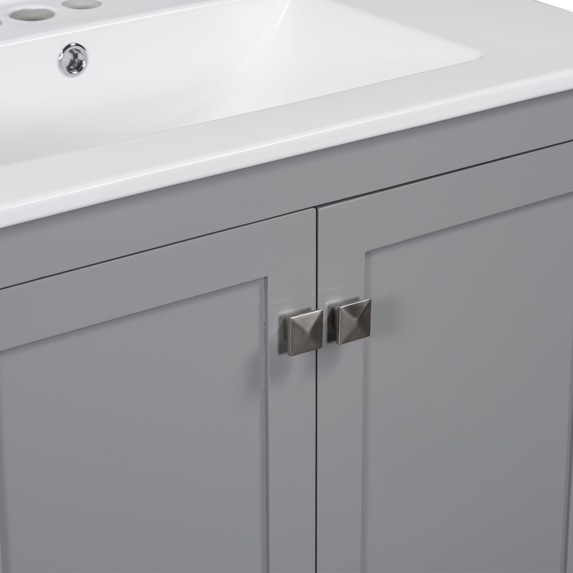 30" Gray Bathroom Vanity With Single Sink, Combo