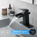 Sink Faucet With Deck Plate Waterfall Black Bathroom Faucets For Sink 1 Hole Or 3 Holes One Handle Faucets Bathroom Joystick Geometric One Black Side Sprayer Deck Mounted Cartridge Valve Single Hole Faucets Matte Black Contemporary 1 Hole Faucets Ceramic