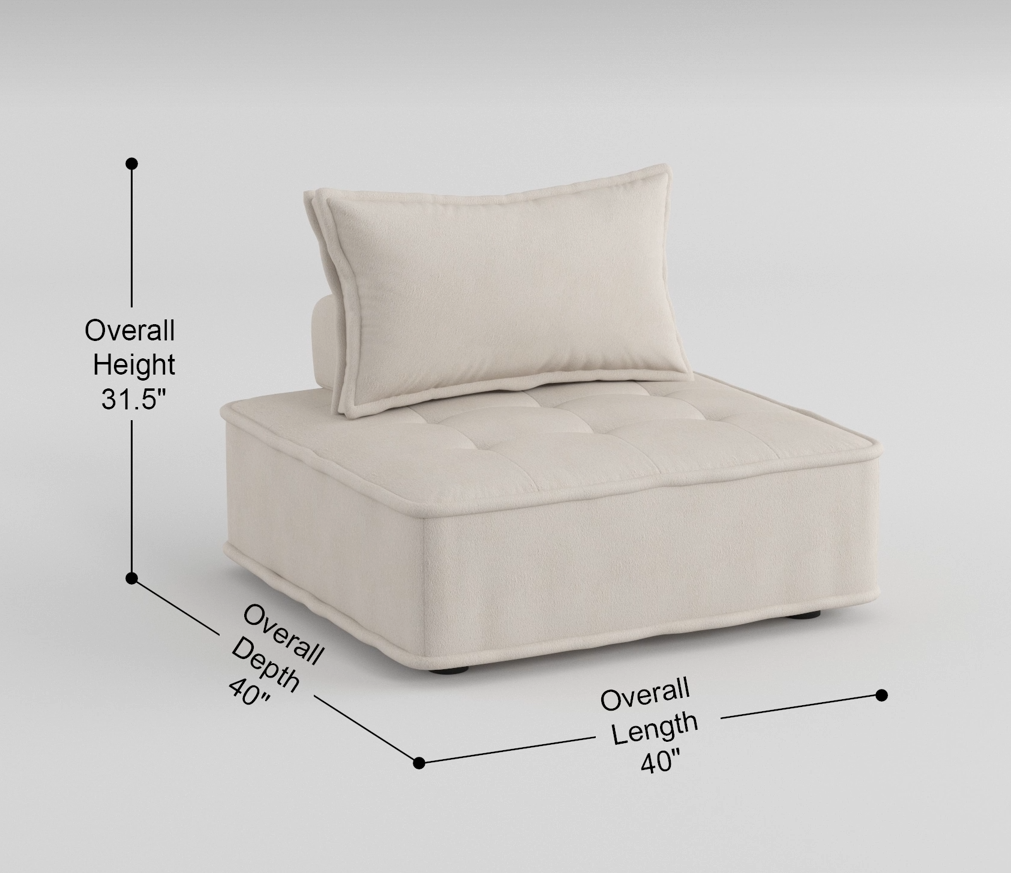 Living Room Furniture Tufted Accent Chair With Bolster Pillow Beige Boucle Fabric Upholstered 1Pc Modern Modular Armless Chair Solid Wood Beige Primary Living Space Contemporary,Modern Solid Wood