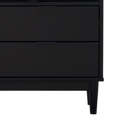 Mid Century Modern Solid Wood 2 Drawer Gallery Nightstand Black Black Mdf Pine