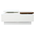 Movable Top Coffee Table, Modern Square Wood Coffee Table With High Gloss Finish, 4 Hidden Storage Drawers For Living Room White Mdf