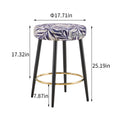 Counter Height Bar Stools Set Of 2, Pu Kitchen Stools Upholstered Dining Chair Stools 24 Inches Height With Golden Footrest For Kitchen Island Coffee Shop Bar Home Balcony Silver Leaves Velvet Cushion Alloy Steel Black And Silver Kitchen Foam Dry Clean