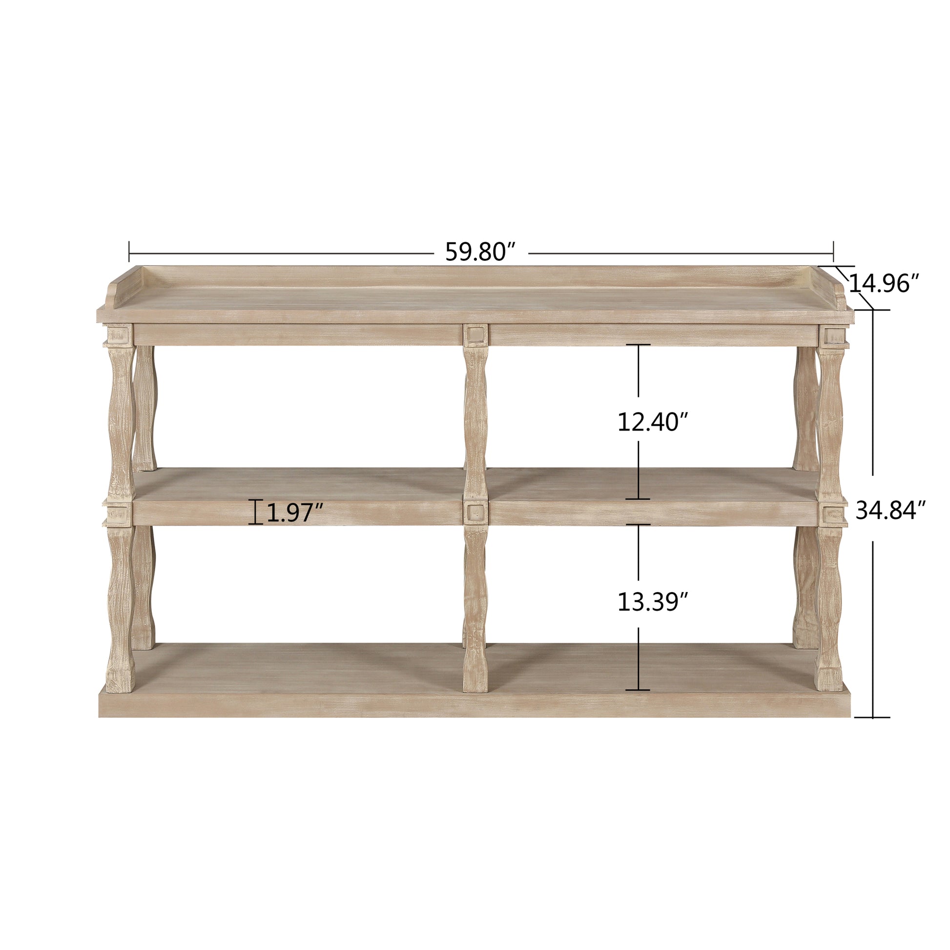 Console Table With 3 Tier Open Storage Spaces And Roman Column Effect Support Legs,Narrow Sofa Entry Table For Living Room, Entryway And Hallway Antique Wood White Antique White Gray Gray Mdf Mdf