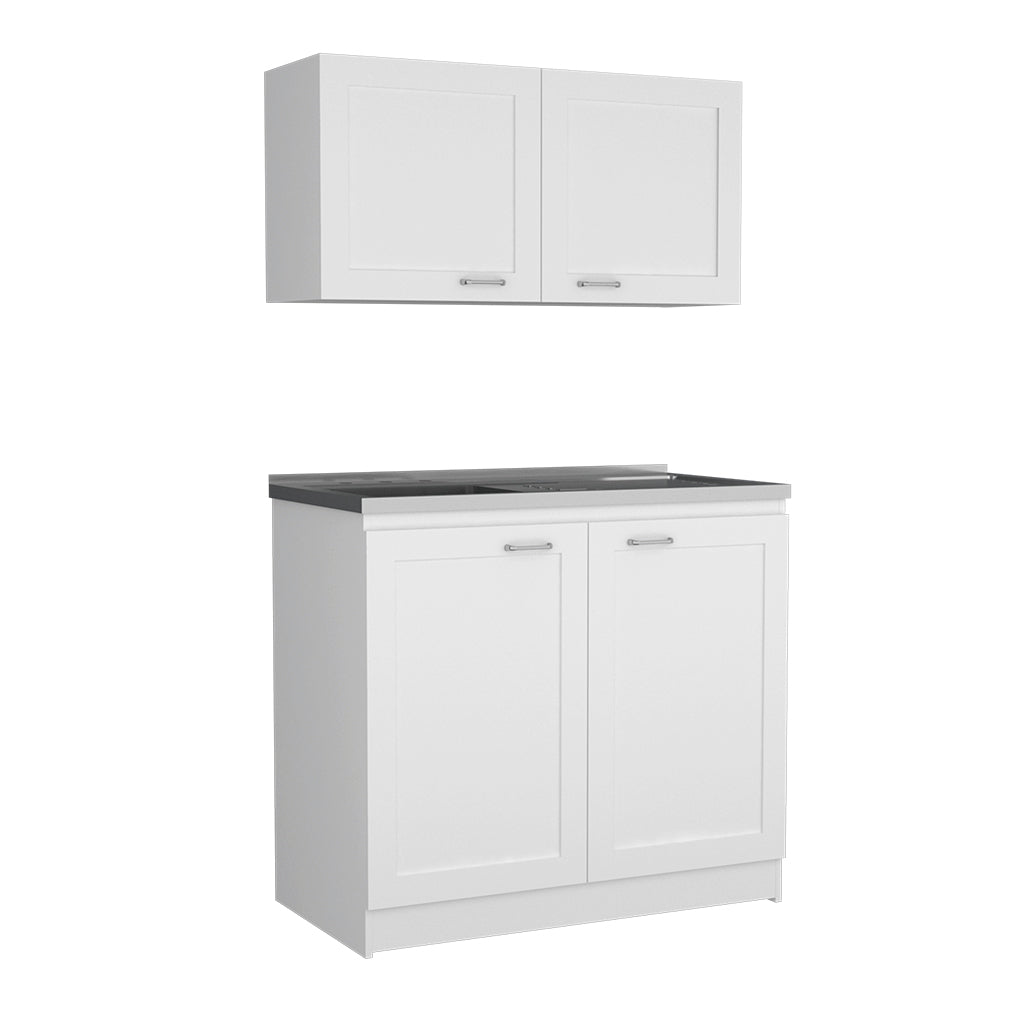 Zurich Cabinet Set, Two Shelves White White Particle Board Particle Board