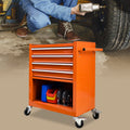 4 Drawers Multifunctional Tool Cart With Wheels Orange Orange Steel