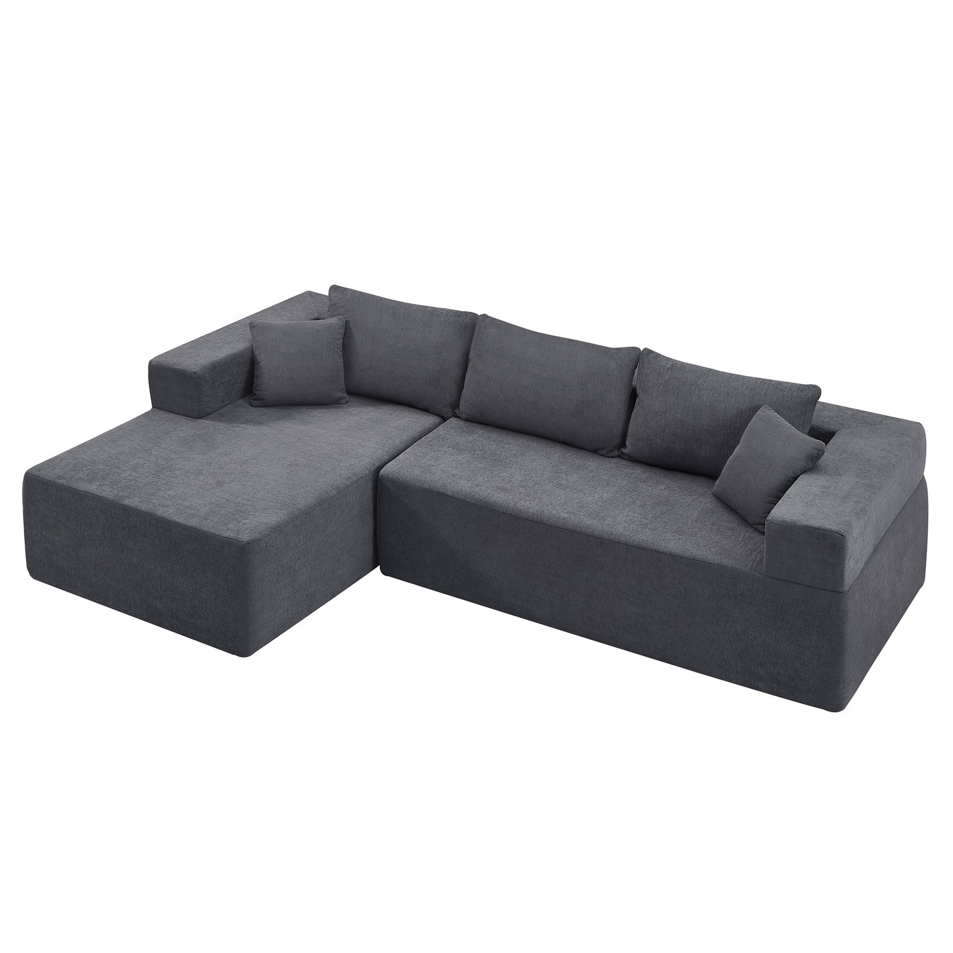 L Shape Modular Sectional Living Room Sofa Set Upholstered Sleeper Sofa For Living Room,16.53 Inch Cushion Heightening, 2 Pc Free Combination,Grey Grey Fabric 3 Seat