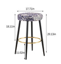 Counter Height Bar Stools Set Of 2, Pu Kitchen Stools Upholstered Dining Chair Stools 24 Inches Height With Golden Footrest For Kitchen Island Coffee Shop Bar Home Balcony Silver Leaves Velvet Cushion Alloy Steel Black And Silver Kitchen Foam Dry Clean