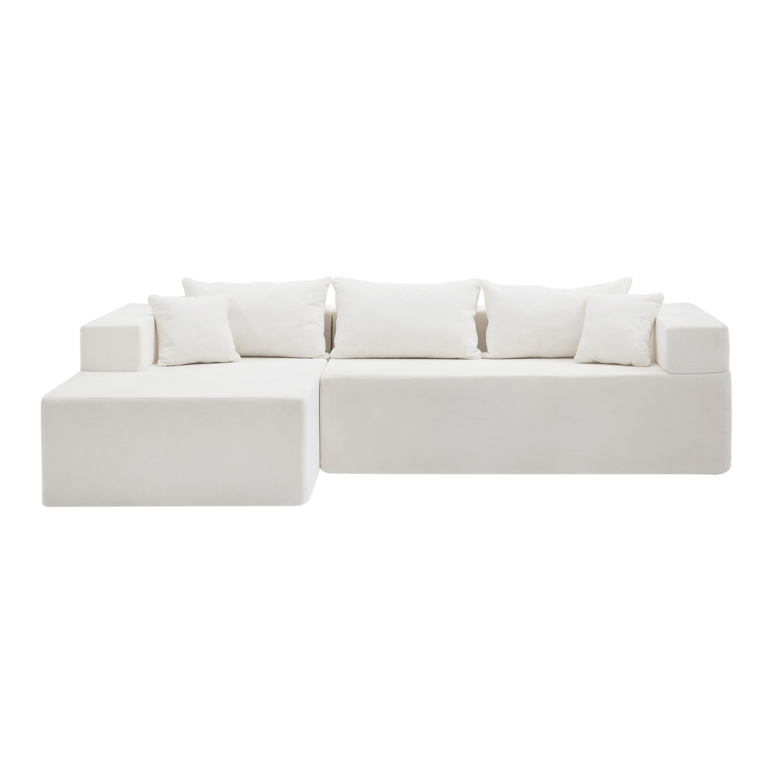 L Shape Modular Sectional Living Room Sofa Set Upholstered Sleeper Sofa For Living Room,16.53 Inch Cushion Heightening, 2 Pc Free Combination.Beige Beige Fabric 3 Seat