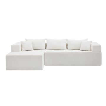 L Shape Modular Sectional Living Room Sofa Set Upholstered Sleeper Sofa For Living Room,16.53 Inch Cushion Heightening, 2 Pc Free Combination.Beige Beige Fabric 3 Seat