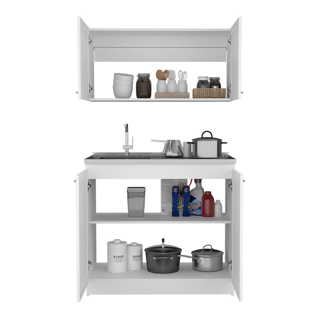 Zurich Cabinet Set, Two Shelves White White Particle Board Particle Board