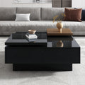 Movable Top Coffee Table, Modern Square Wood Coffee Table With High Gloss Finish, 4 Hidden Storage Drawers For Living Room Date Of Expected Arrival: 11.25 Black Mdf