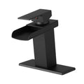 Sink Faucet With Deck Plate Waterfall Black Bathroom Faucets For Sink 1 Hole Or 3 Holes One Handle Faucets Bathroom Joystick Geometric One Black Side Sprayer Deck Mounted Cartridge Valve Single Hole Faucets Matte Black Contemporary 1 Hole Faucets Ceramic